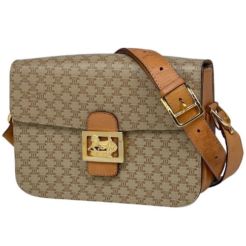 CELINE Carrozza Trainata da Cavalli Parti Metallizzate Borsa a Tracolla Modello Macadam Shou...