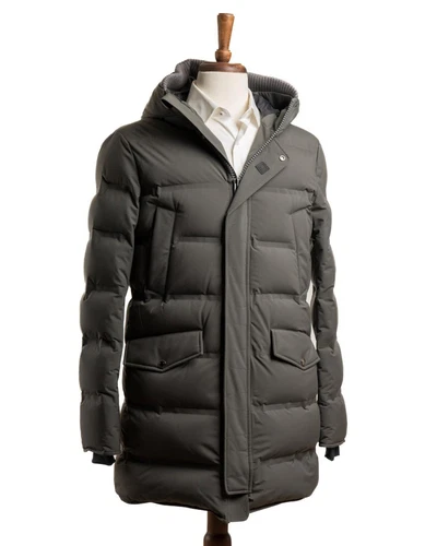 Kired by Kiton $2.995 verde piumino imbottito 'Hekla' parka cappotto con cappuccio (46 IT) XS