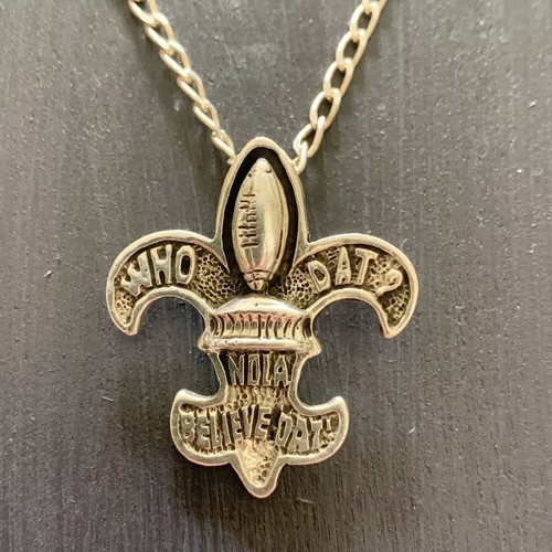 Lety G New Orleans Fleur De Lis Pendant Necklace Who Dat Fan Sterling Silver 17"