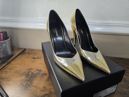 Saint Laurent Paris Kiki G Patent Leather Women Pointed ToHeels Shoes Size 8