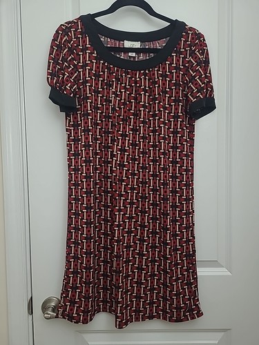 ESSENTIALS Ann Taylor LOFT Women's Dress Sz S Short Sleeve Geometric Stretch *see pics