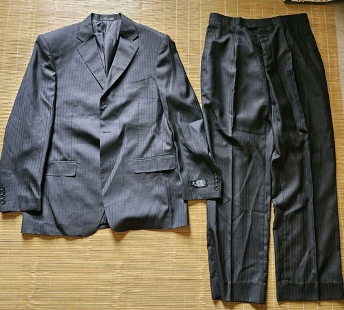Tuta Hugo Boss nera 100% lana made in Italy SUPER 180'S blazer 52 pantaloni 36