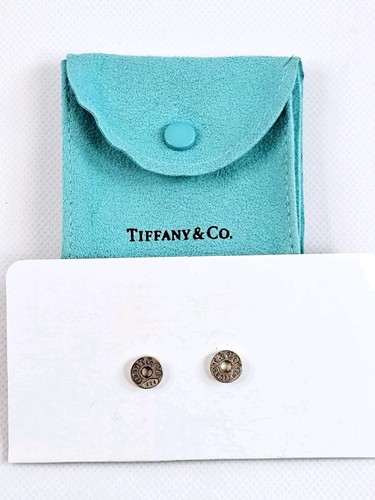 TIFFANY & CO. Tiffany & Co Sterling Silver 1837 Circle Stud Earrings With 925 Backs & Bag