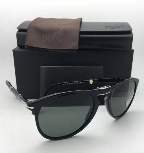 Fold PERSOL Sunglasses 9714 S 95 58 55 20 145 Black w  Polarized Green lenses