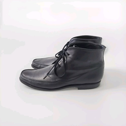 Scarpe Gucci ricondizionate stivali neri in pelle con lacci US 12 EU44