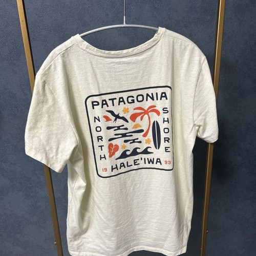 Patagonia Hale'iwa T Shirt L Cream Eco Friendly North Shore Surf