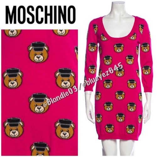 Moschino Couture Jeremy Scott tutto sopra orsacchiotto poliziotto abito a maglia rosa US10