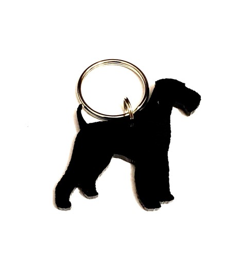 Airedale Terrier Dog Keyring Lanyard Bag Pendant Gift Black