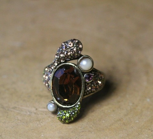 Anello in cristallo Swarovski verde ambra Einite rosa ametista Heidi Daus taglia 6 50