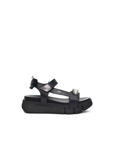 Sandali Nero Giardini Donna in Pelle e Materiale Tecnico E410707D Nero