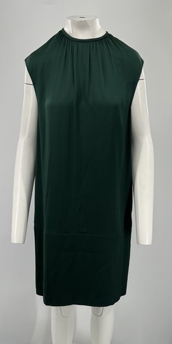 Abito a turni verde Celine manica con berretto in seta lunghezza al ginocchio con tasche taglia 42