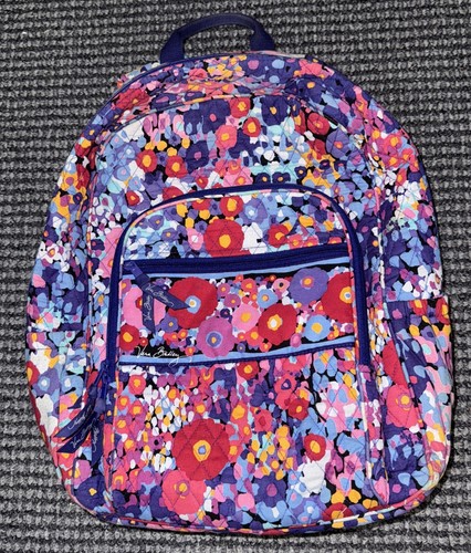 Vera Bradley Purple Blue Floral Campus Tech Backpack Headphone Hole