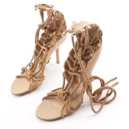 Sandali stringati Sergio Rossi Opanca beige taglia 37 5 prezzo al pubblico consigliato $1114