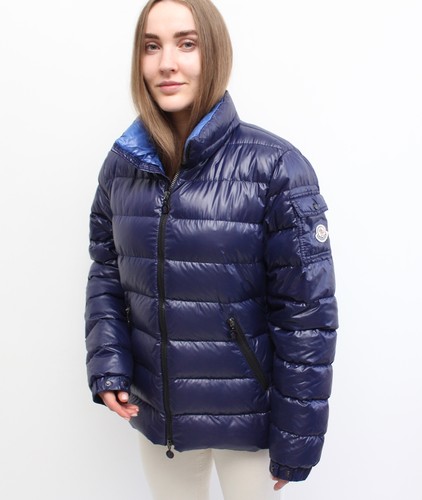 Autentico cappotto giacca piumino trapuntato donna MONCLER Bady blu navy taglia 5 ~L XL