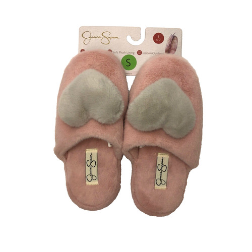 Jessica Simpson Pantofole Donna Memory Foam Rosa con Cuori Pompon Taglia S (6 7)