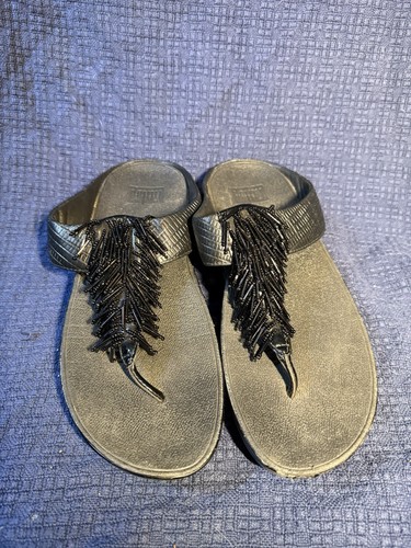 Fitflop Cha Cha womens sandals 10 Black Excellent