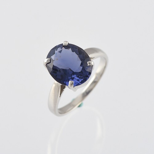 Natural Blue Iolite Gemstone Men's Ring   925 Sterling Silver Minimalist Ring