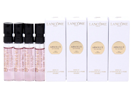 LANCOME ABSOLUE HOT AS ROSE EDP 2.0ml .06fl oz x 4 PERFUME SPRAY SAMPLES