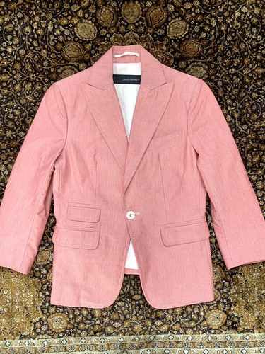 DSquared2 Pink Blazer Peak Lapel Contrast Stitch Made In Italy Womens 42