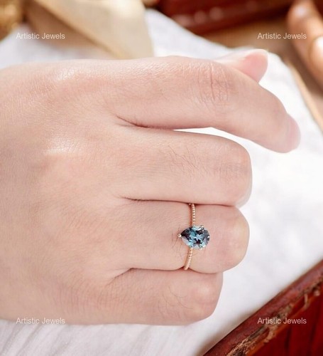 Sterling Silver Alexandrite Gemstone Moissanite New Stackable Ring Size All Size