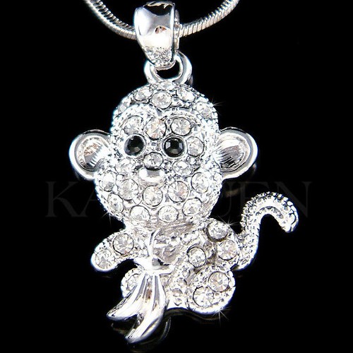 Adorabile Scimmia ~ IN Swarovski Cristallo Scimpanzé Collana Gioielli
