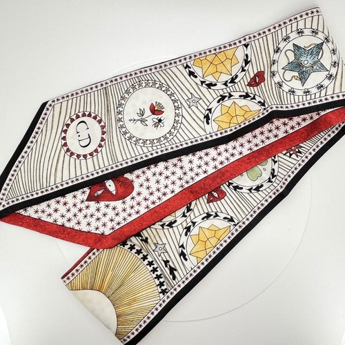 Dior Mitzah Silk Scarf Le Soleil Tarot Sun Floral Bee Star Heart 2.4 x 36.6 in