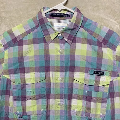 Columbia PFG Super Bonehead Shirt Women's Large Vented Roll Tab Fishing Outdoor