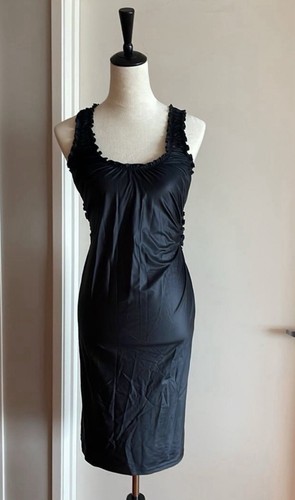 $495 NWT Alexander Wang Ruched Open back Black Midi Tank Dress   Size Small