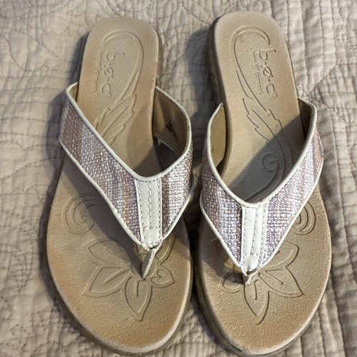 BALLIN SHOES BOC Zeva Thong Flip Flops Flat Sandals Women 7 Multi Colored Straps Brown Shoe