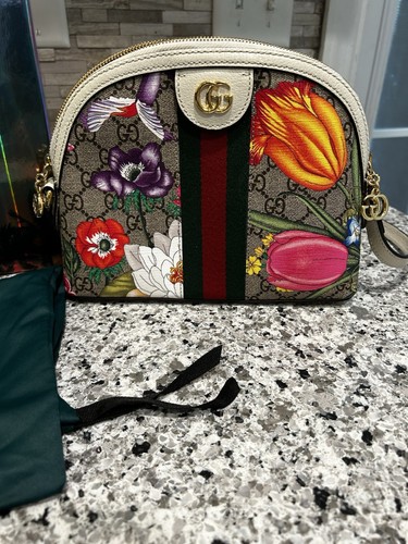 Gucci Ophidia Dome Shoulder Bag Printed GG Coated Canvas Small floral