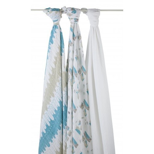 New Aden Anais Organic Muslin Collection Swaddle 3 pack Muslin 47x47 Baby Boy