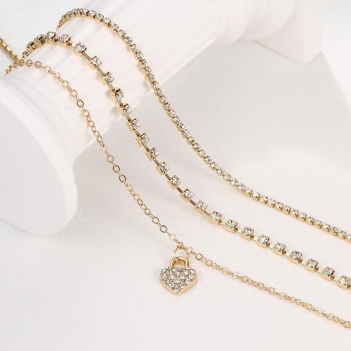 SWAROVSKI Splendido Set Cavigliera 3 Pezzi a Forma di Cuore Regolabile Zircone Piede Gioie