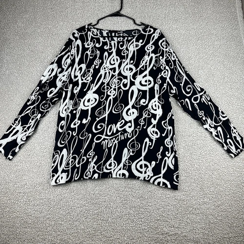 Love Moschino maglione donna note musicali nero manica lunga grafica taglia L