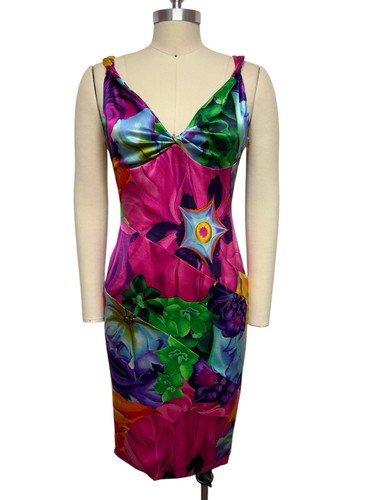 Abito vintage Versace anni 00 stampa floreale seta raso IT44 US10