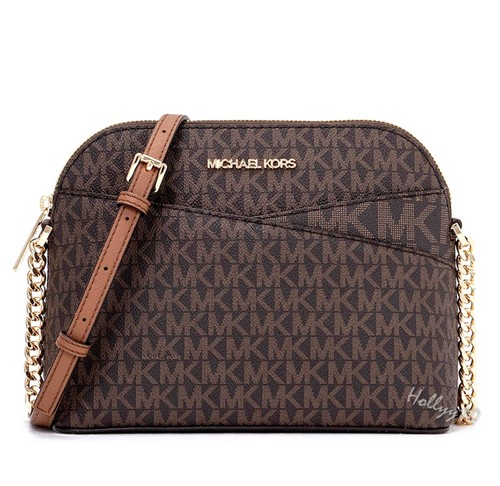 Borsa Michael Kors borsa a tracolla Jet Set Travel MD Dome Crossbody marrone nuova