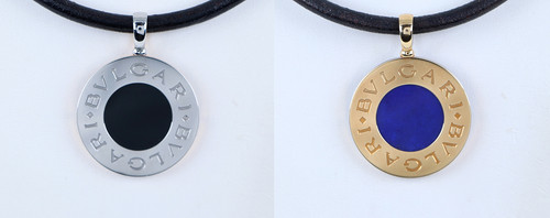 BVLGARI Collana Cordone Onyce Nero Oro Giallo 18k Acciaio Reversibile Lapislazzuli Nero