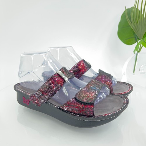 Alegria Women's Karmen Sandal Size 38 8 Red Pink Blue Comfy Slide Adjustable