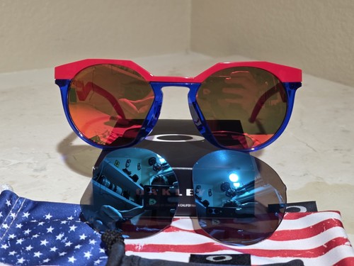 NEW OAKLEY HSTN CUSTOM PRIZM POLARIZED Red White Blue Sunglasses + Blue 2 Lens
