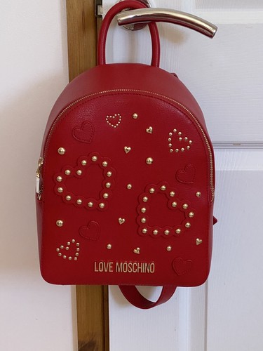 Zaino Love Moschino Cuore Rosso BORSA NUOVA CON ETICHETTE Borchia Oro Love Hearts