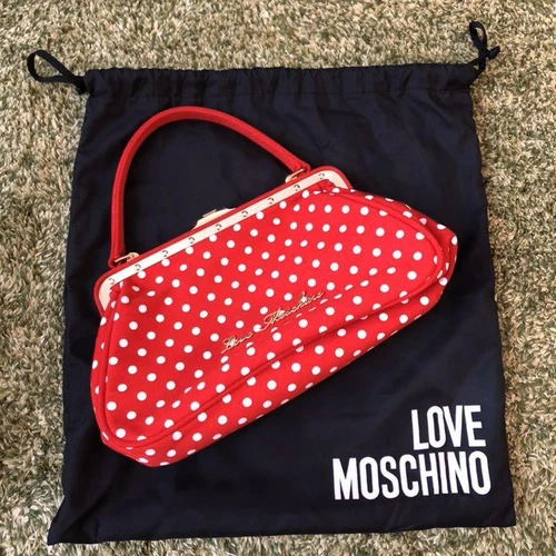Borsa pochette LOVE MOSCHINO rosso bianco a pois