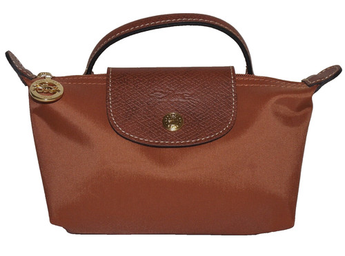 LONGCHAMP Small Cinnamon Nylon & Leather Modele' Depose Mini Handbag 45x6.5