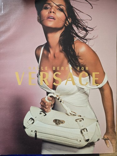 Abito borsetta donna Versace bianco 2006 Halle Berry pubblicità moda