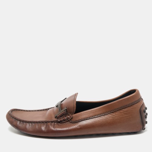 TOD’S Mocassini Tod's in pelle marrone scuro con doppio logo a T taglia 42 5