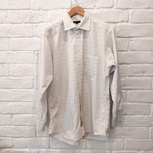 Burberry abito camicia uomo 16 5 35 bianco nero righe manica lunga quadri bottoni
