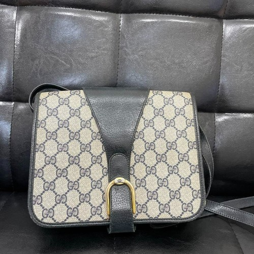 Rare Vintage GUCCI GG Navy PVC Crossbody Shoulder Bag – Rank A Authentic