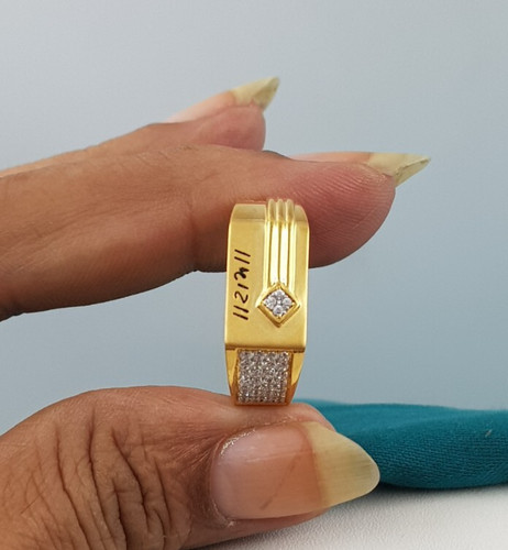 Luxury Gold Ring 22K God RAM Indian Religious Design Ring Round Brilliant Cut CZ