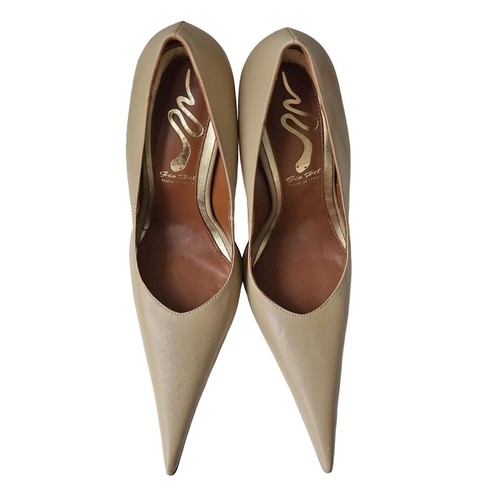 SCARPA GIOHEL ITALY SEXY CUSTOM SUPER POINTY STILETTO HIGH HEELS PUMPS LEATHER BEIGE 37