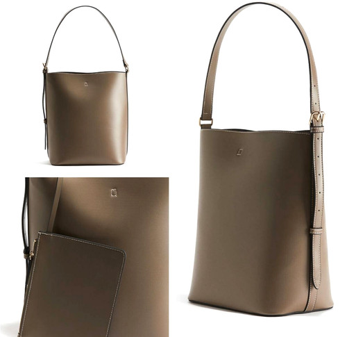 H&M Shopper Borsa a Tracolla con Marsupio (Beige Scuro) Tracolla Regolabile