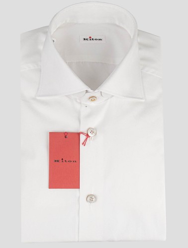NEW KITON WHITE COTTON SHIRT SKY5 US 16.5   EU 42 SKY5