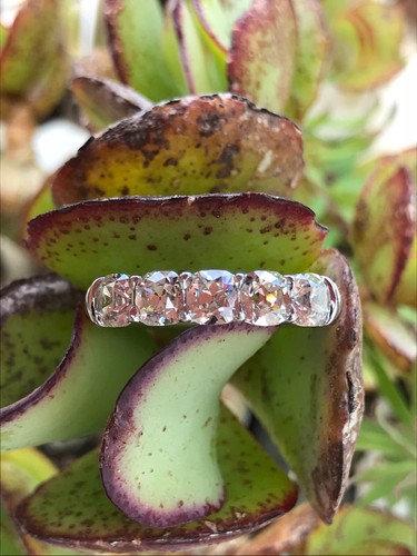 August Vintage 5 stone natural diamond ring in platinum 1.55ctw